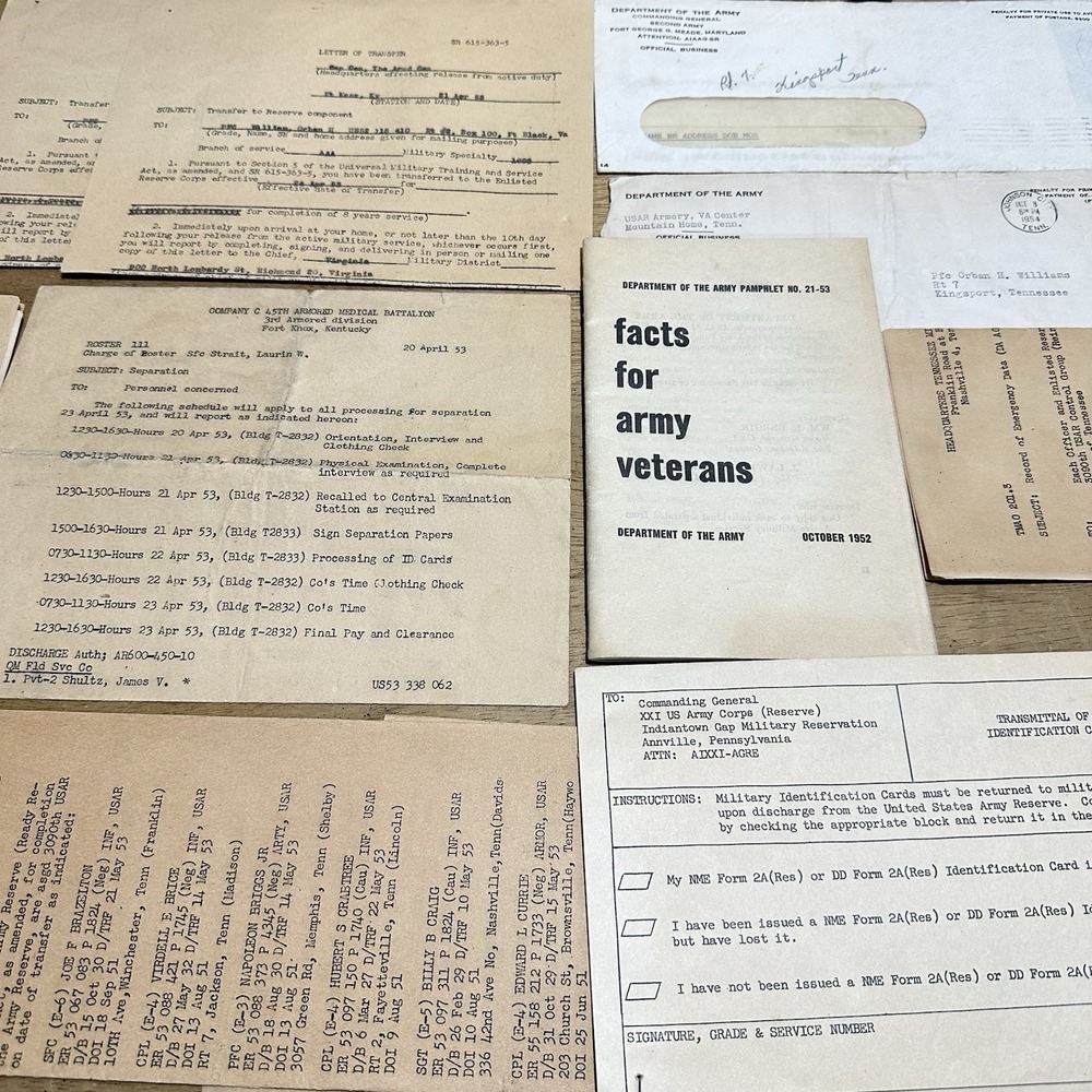 Vintage Military Army Paperwork Korean War 1950's One Soldier Paperwork‎